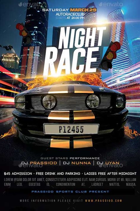 Check out the Night Race Flyer Template for your next club and party event. Take advantage of this premade PSD template for Photoshop - More amazing template on FFFLYER - Car Show Flyer, Flyer Templates, Party Flyer, Racing Flyer, Sports Flyer Car Show Flyer, Car Expo, Show Flyer, Wedding Flyers, Club Events, Restaurant Flyer, Festival Flyer, Halloween Flyer, Christmas Flyer