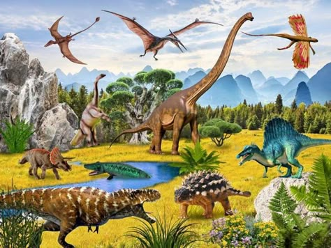 Paintings “Prehistoric Dinosaur World” | by Puzzles and paintings | Medium Nursery Wall Painting, Fish Gallery, Dinosaur World, Prehistoric Dinosaurs, Dinosaur Posters, Dinosaur Images, Popular Paintings, Dinosaur Pictures, Dinosaur Drawing