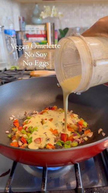 Vegan Chickpea Omelette, Chickpea Flour Omelette, Chickpea Omelette Vegan, Omelette Ingredients, Easy Plantbased Recipes, Peppers Onions Mushrooms, Chickpea Omelette, Vegan Omelette, Blender Cup