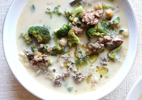 Creamy Italian Sausage and Broccoli Soup Recipe Italian Sausage Broccoli, Broccoli Soup Recipe, Sausage Broccoli, Sausage And Broccoli, Easy Fall Dinners, Sausage Soup Recipes, Broccoli Soup Recipes, Italian Sausage Soup, Italian Sausage Recipes