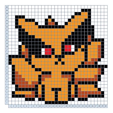 Naruto Grid Pattern, Naruto Pixel Art Grid, Pixel Art 30x30 Grid, 32 X 32 Pixel Art Grid, Anime Grid Pattern, Pixel Art 24x24, Naruto Pattern, Pixel Art Manga, Baby Kurama