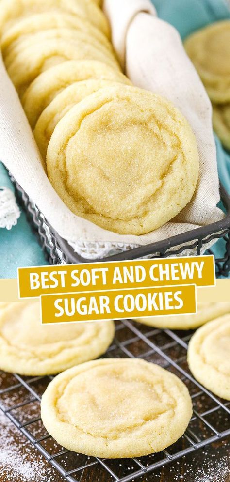 Soft And Chewy Sugar Cookies, Chewy Sugar Cookie Recipe, Jul Mad, Sugar Cookie Recipe Easy, Chewy Sugar Cookies, Easy Sugar Cookies, Makanan Diet, Läcker Mat, Clotted Cream