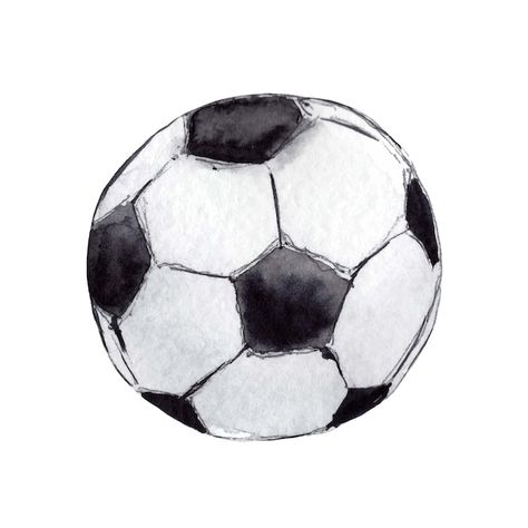 Watercolor Soccer Ball, Soccer Drawing Aesthetic, Football Ball Aesthetic, Football Ball Drawing, Football Cartoon Drawing, Football Illustration Art, Soccer Ball Painting, Soccer Ball Aesthetic, Watercolour Football