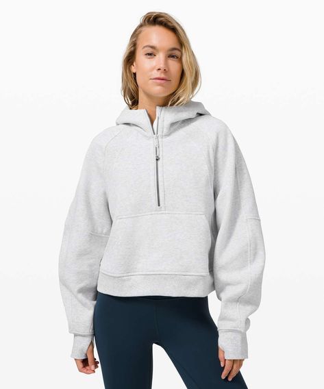 Release Date: 11/2020. Original Price: $118. Materials: Cotton Fleece. Color: Heathered Core Ultra Light Grey. With an oversized fit and the soft, cozy fabric you love, this new Scuba silhouette keeps your post-practice comfort at peak levels.Light Cotton Terry fabricLight Cotton Terry fabric is lightweight, naturally breathable, and soft against your skinlightweightnaturally breathableFeaturesDesigned for: On the MoveZipper garage: Helps protect your chin from uncomfortable chafeKangaroo ... Scuba Jacket, Lululemon Outfits, Lululemon Scuba Hoodie, Lululemon Scuba, Half Zip Hoodie, Women Hoodies Sweatshirts, Mode Inspiration, Colorful Hoodies, Womens Activewear