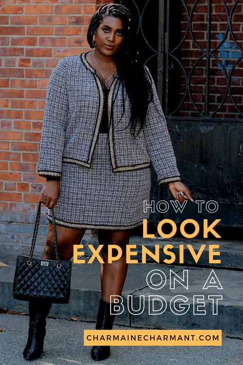 Want to look expensive but don't have a lot of money?  Today I'm sharing my favorite affordable pieces for fall that will make you look like a million bucks! How To Look Expensive, Money Today, Fall Items, Cheap Clothes, Tweed Jacket, Influencer, Peplum Dress, Skirt Set, Plus Size Fashion