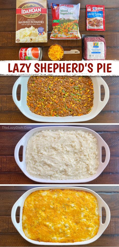 Dinners Under $10, Dnd Meals, 4 Ingredient Recipes Dinner, Lazy Meals, Easy Shepherds Pie, Family Dinner Recipe, Big Momma, Recipes For The Family, Shepherd's Pie Recipe