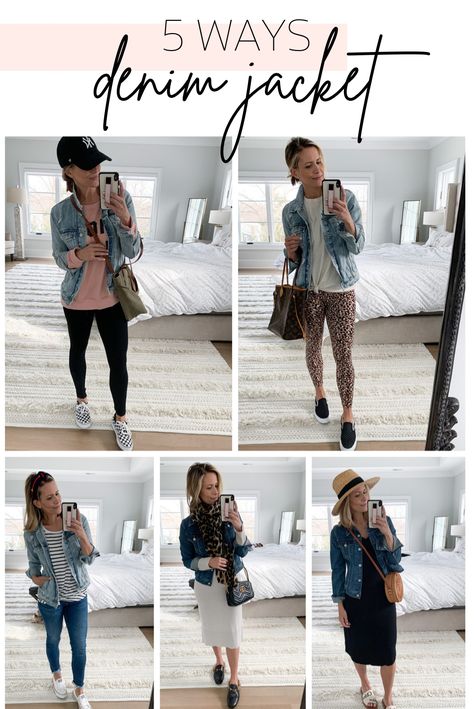 Denim Jacket With Denim Jeans, How To Wear Jean Jacket, What To Wear With A Jean Jacket, Style A Denim Jacket, How To Wear Denim Jacket, Easy Outfit Ideas, Dark Denim Jacket, Jean Jacket Outfits, Denim Jacket Outfit