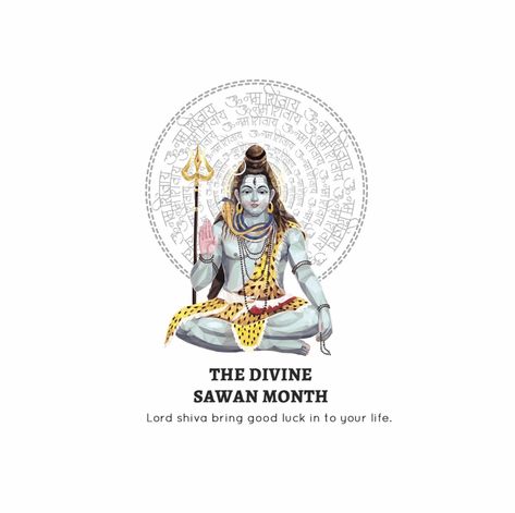 Happy Sawan Month, Sawan Month, Shravan Month, Hindu Tattoo, Sanskrit Tattoo, Hanuman Ji Wallpapers, Navratri Wishes, Birthday Banner Background, Indian Illustration