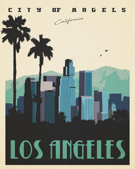 Here is one of three colors for our popular Los Angeles Vintage-Style Travel Poster. Prints are available on premium paper, framed poster, or on canvas. Los Angeles Poster, Affiches D'art Déco, California Poster, Los Angeles Travel, California Wall Art, Vintage Poster Design, Art Deco Poster, Deco Poster, Retro Travel Poster