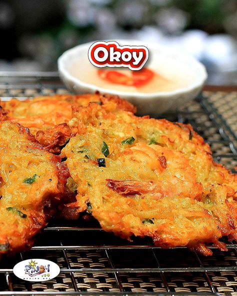 Ukoy Recipe, Okoy Recipe, Filipino Appetizers, Recipe Filipino Food, Shrimp Fritters, Easy Filipino Recipes, Food Shrimp, Filipino Snacks, Philippines Recipes