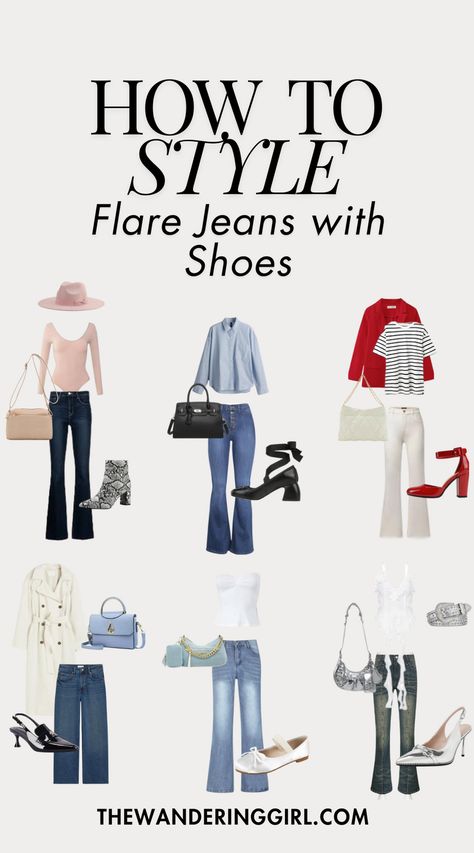 13+ Flare Jeans Outfit Ideas Check more at https://beautyfashionideas.com/heels/13-flare-jeans-outfit-ideas/ Boots For Flare Jeans, Style Flare Jeans Outfit Ideas, How To Wear Flare Jeans, Flare Jeans With Heels, What Shoes To Wear With Flare Jeans, Shoes For Flare Jeans, Casual Flare Jeans Outfit, How To Style Flared Jeans, Flare Jeans With Sneakers