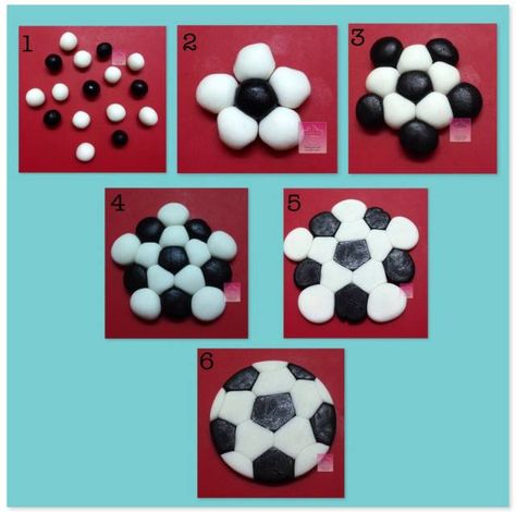 Easy soccer ball topper - CakesDecor Soccer Ball Cake, Fondant Techniques, Cupcakes Fondant, Soccer Cake, Ball Cake, Sport Cakes, Football Cake, Fondant Tutorial, Fondant Decorations