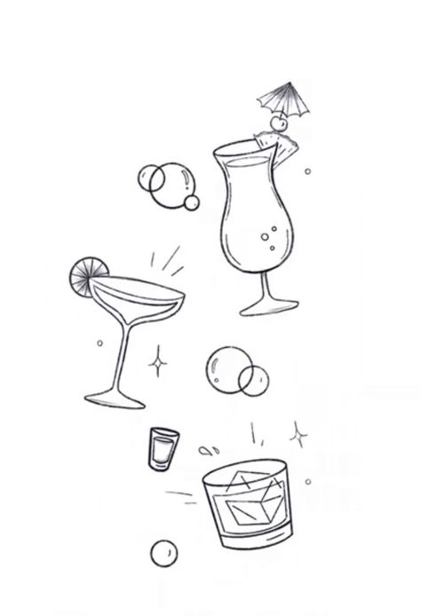 Mini Cocktail Tattoo, Tiny Margarita Glass Tattoo, Tropical Drink Tattoo, Alcohol Drawing Easy, Daiquiri Tattoo, Margarita Cocktail Tattoo, Twice Inspired Tattoos, Alcohol Doodles, Cocktail Tattoo Small