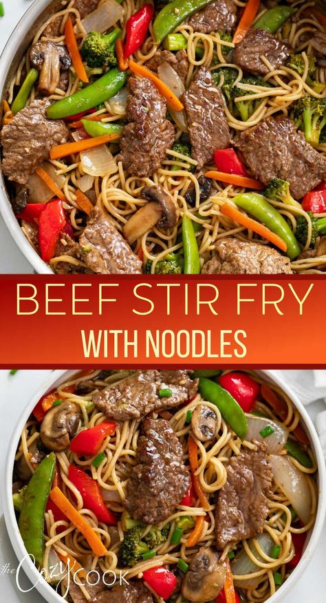 Beef stir fry with noodles and a mix of vegetables Beef Stir Fry With Noodles, Stir Fry With Noodles, Steak Stir Fry, Beef Stir Fry Recipes, Stir Fry Noodles, Brown Sauce, Fried Beef, Beef Stir Fry, Stir Fry Sauce