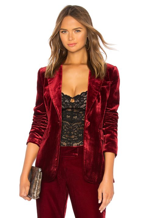 Velvet Suit Women, Black Straight Skirt, Velvet Bustier, Coat Women Fashion, Jerome Dreyfuss, Velvet Suit, Fashion Illustration Dresses, Burgundy Velvet, Velvet Blazer