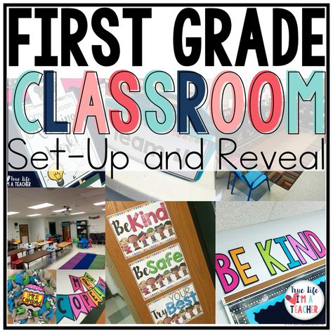 Classroom Setup Grade 1, 1st Grade Classroom Decorations, 1st Grade Classroom Layout, Classroom Setup First Grade, First Grade Classroom Theme Decor, First Grade Classroom Essentials, 1st Grade Daily Schedule, 1st Grade Themes Classroom, Grade 1 Classroom Setup Ideas