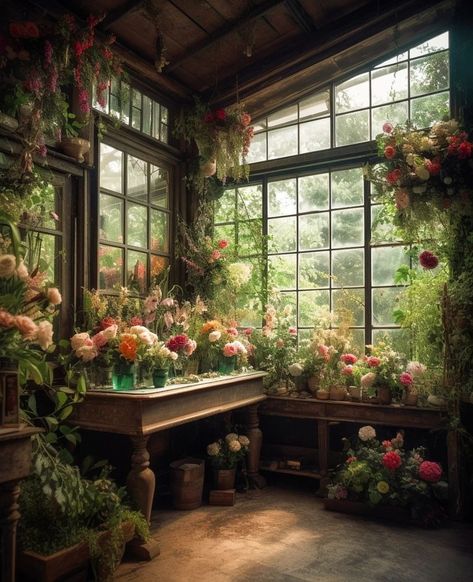 Garden Shed Interiors, Orangery Extension, Witchy Cottagecore, Flower Boutique, Bohemian House, Cottage Life, Dark Cottagecore, Strange Places, Witchy Decor