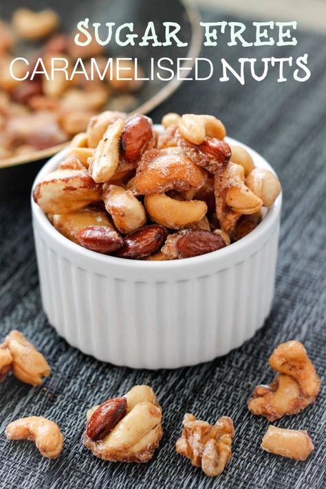 caramelised_nuts9 Desserts Vegan, Nut Recipes, Paleo Snacks, God Mat, Low Carb Paleo, Free Snacks, Sugar Free Desserts, Paleo Dessert, Sugar Free Recipes