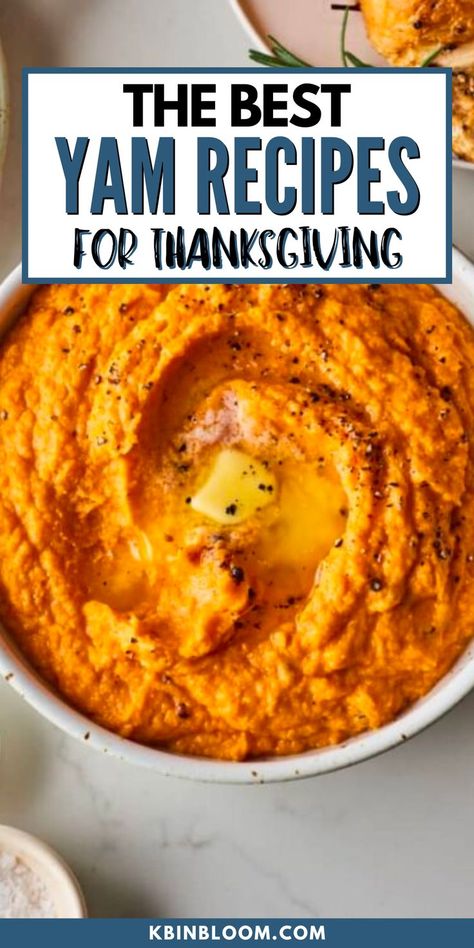 It’s almost impossible to think of Thanksgiving without sweet potato and yams recipes. They are staples on any holiday table and a must-have on any plate. This year, I wanted to think outside the box and explore the best yam recipes for Thanksgiving to add variety to this upcoming holiday. Sweet Potato Recipes Yams, Sweet Potatoes Yams, Mashed Yams Recipe Thanksgiving, Yam Dishes Thanksgiving, Holiday Yams Recipe, Thanksgiving Side Sweet Potato, Savory Yams Recipe, Recipes For Yams In A Can, Yam Potato Recipes