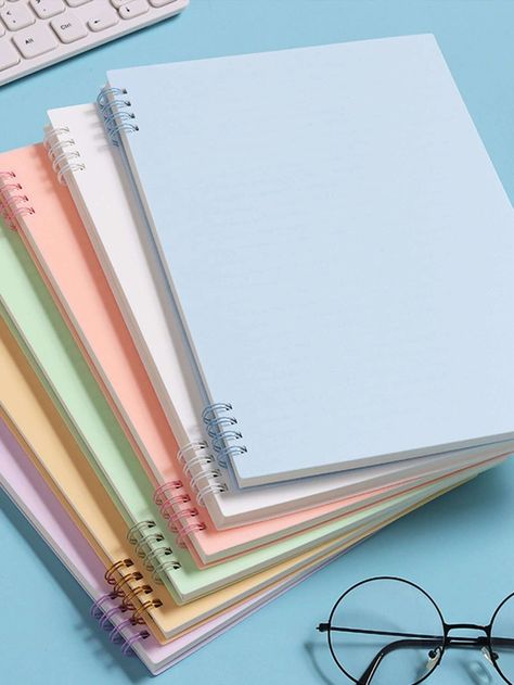 1pc Random Color Spiral Notebook | SHEIN USA Classy School Supplies, Aesthetic Notebook For School, Cool Notebooks For School, Cute Stationery Notebooks, Danish Pastel School Supplies, Spiral Notebooks For School, School Supplies Aesthetic Notebooks, Japanese School Supplies Notebooks, How To Make A Spiral Notebook