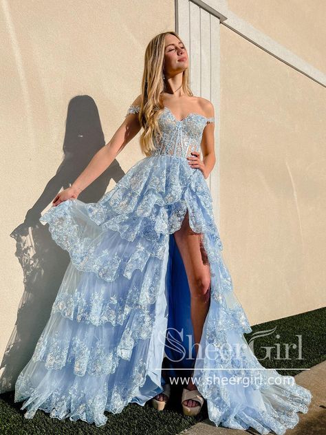 Unique Prom Dresses 2023, Trumpet Prom Dress, Matric Dance, School Prom, Blue Corset, Corset Dress Prom, Lace Prom Dress, Dream Dresses, Wedding Dresses Corset