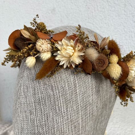 Autumn Dried Flower Crown Rustic&boho Wedding Crown - Etsy Turkey Season Costumes, Boho Wedding Hair Flowers, Autumn Crown, Bridesmaid Wreath, Cottage Core Flowers, Boho Wedding Crown, Fall Flower Crown, Dried Flower Crown, Boho Flower Crown