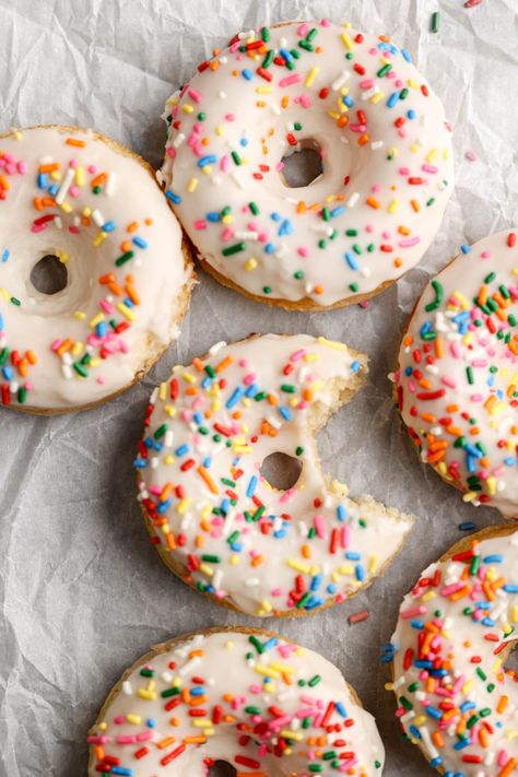 Vanilla Frosted Donuts | Sturbridge Bakery Baked Doughnut Recipes, Cake Doughnuts, Homemade Donuts Recipe, Moist Vanilla Cake, Homemade Doughnuts, Doughnut Cake, Sourdough Baking, Homemade Donuts, Doughnut Recipe