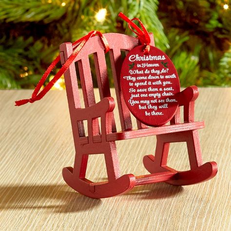 Christmas In Heaven Ornament, Wooden Rocking Chairs, Ornament Garland, Christmas In Heaven, Thanksgiving Theme, Memorial Ornaments, 3d Christmas, Chair Decorations, Craft Fair