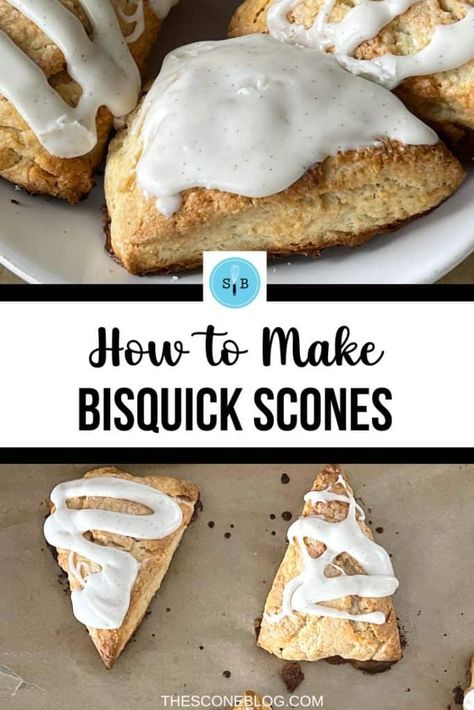 Bisquick Scones Recipe {Super Easy!} - the scone blog Bisquick Scones, Bisquick Inspired Recipes, How To Make Bisquick, Bisquick Mix Recipe, Sweet Scones Recipe, Lemon Scones Recipe, Breakfast Scones, Blueberry Scones Recipe, Cinnamon Scones