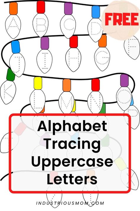 Download this free alphabet uppercase letters tracing page for kids. The dot on each letter helps to indicate where to start tracing. Christmas lights as a background make this worksheet more colorful and Christmas-inspired. I create printable worksheets. Follow me to see more of my content. Save this pin to return to it later. December Preschool Themes, Christmas Worksheets Kindergarten, Letter Worksheets Kindergarten, Language Activities Preschool, Letter Worksheets For Preschool, Kindergarten Letters, Christmas Writing, Free Preschool Worksheets, Tracing Worksheets Preschool