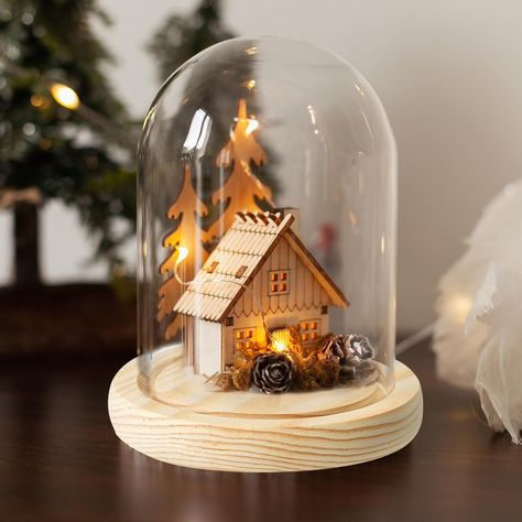 Amazon.com: PATIKIL 3.9"x3.1" Clear Cloche Glass Dome, Glass Bell Jar Display Case Tabletop Centerpiece with Wooden Base for LED Light Plants Home Decor : Home & Kitchen Glass Dome Cloche, Glass Bell Jar, Jar Display, Plants Home, Christmas Jars, The Bell Jar, Glass Dome, Christmas Village, Wooden Base