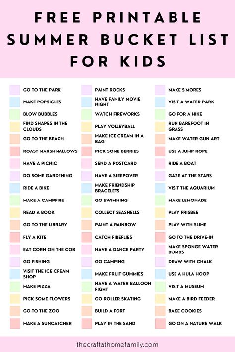 Summer Ideas To Do With Kids, Summer With Toddlers At Home, Summer Must Do List For Kids, Bucket List Summer Kids, Simple Summer Bucket List, Summer Bucket List For Kids Printable, Summer Fun Ideas For Kids Outdoor, Summer With Kids At Home, Summer Vacation Ideas For Kids