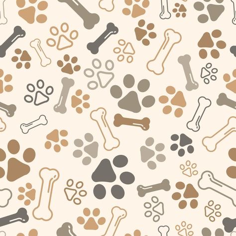 Dog Paw seamless pattern vector bone dog footprint pattern cartoon tile fancy cream background repeat scarf isolated illustration gift or wrapping paper puppy texture Paw Print Background, Puppy Backgrounds, Paw Background, Dog Footprint, Paw Wallpaper, Small Dog Tattoos, Dog Print Tattoo, Paw Art, Dog Background