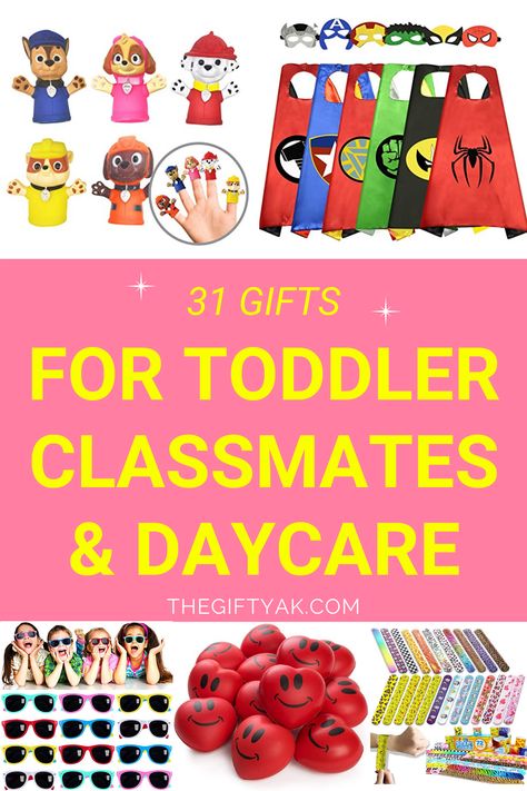 Get the best 31 Gifts for Daycare Kids Toddlers. Unique ideas for daycare valentine gifts toddlers kids and the best christmas gifts for daycare kids toddlers. Don't be the boring parent. Get your early education, preschool, or pre-k class awesome gifts! Daycare Class Christmas Gifts, Preschool Classmate Christmas Gifts, Gift Ideas For Daycare Kids, Toddler Daycare Christmas Gifts Kids, Christmas Gifts For Toddlers Daycare, Christmas Gift Ideas For Daycare Kids, Daycare Kids Christmas Gift Ideas, Daycare Kids Christmas Gifts, Valentines Toddler Gifts For Daycare