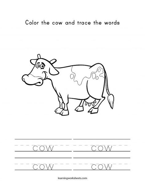 Printable Cow, Write The Word, Print Letters, Sight Word Worksheets, Learning Worksheets, Teacher Worksheets, Phonics Worksheets, Call Of Duty Black, The Cow