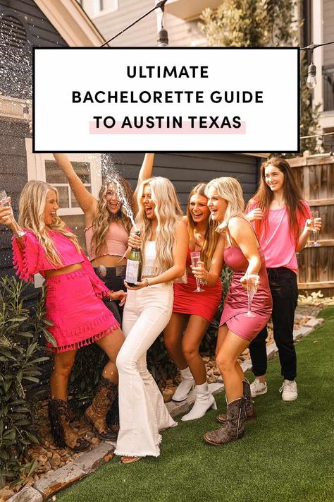 Ultimate Bachelorette Party Guide To Austin Texas! Choosing Austin for your bachelorette is easy. The hard part is having to leave once it’s all over. Here is your guide to the ultimate bachelorette weekend in Austin. New Braunfels Bachelorette Party, Austin Weekend Outfit, Austin Bachelorette Outfit, Texas Bachelorette Party Outfit, Bachelorette In Austin Texas, Texas Bachelorette Outfits, Bride Winery Outfit, Best Bachelorette Destinations, Austin Tx Bachelorette Party Theme