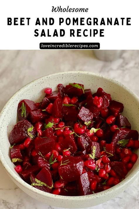 This beet and pomegranate salad is an easy, quick, and tasty vegan salad recipe – and our favorite way to enjoy beets during the fall season! Perfectly seasoned with fresh herbs, this vibrant, simple, and healthy salad brings a burst of flavor and color to any meal. Whether you’re looking for a refreshing side dish or a light main course, this fall recipe will surely become a staple. Cooked Beets Recipe Salad, Salads With Beetroot, Beets And Pomegranate Salad, Beet Pomegranate Salad, Beet Salad Recipes Healthy, Cooked Beets Recipe, Beet Salads, Beet Recipes Healthy, Vegetarian Recipes Easy Quick