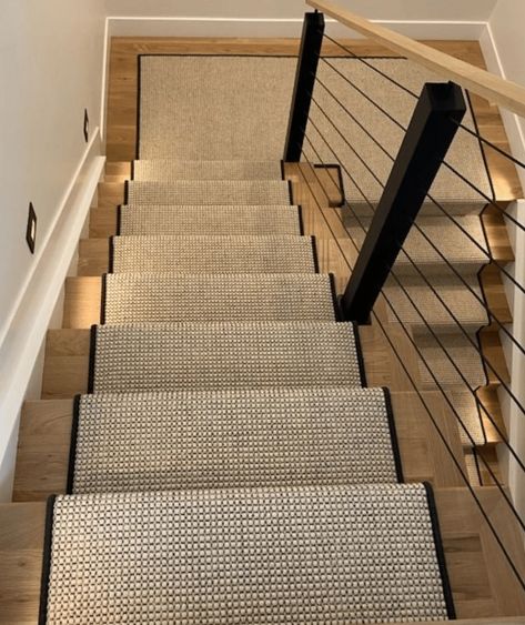 Choosing A Classic Stair Runner, A Natural Look Makeup Find, And More | Classic Casual Home Staircase Transformation, Stair Runner Ideas, Natural Look Makeup, Staircase Carpet, Striped Stair Runner, Staircase Runner, House Staircase, Diy Stairs, Modern Stairs