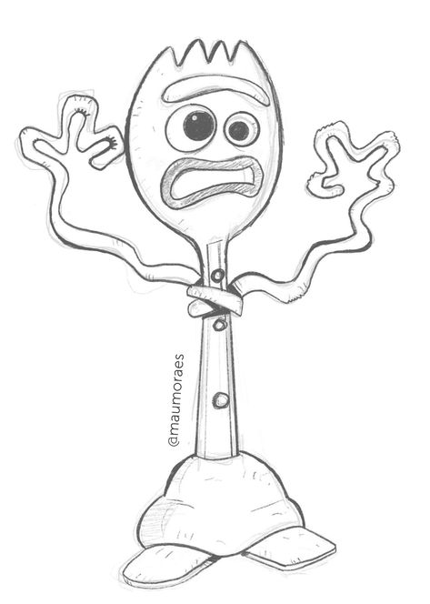 Woody And Buzz Drawing, Forky Toy Story Drawing, Disney Movies Drawings, Toy Story Sketches Drawing, Toy Story Drawing Ideas, Simple Characters To Draw, Disney Drawings Ideas Cartoon Characters, Drawing Movie Characters, Toy Story Drawings Easy