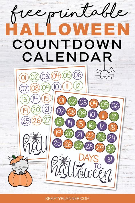 Halloween Countdown Calendar Diy, Cute Advent Calendar, Countdown Calendar Printable, Calendar Free Printable, Halloween Calendar, Halloween Countdown Calendar, Cardboard Christmas Tree, Halloween Printables Free, Halloween Countdown