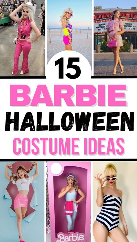 Looking for the best Barbie costume ideas for adults? This post shows you 15 genius Barbie halloween costume ideas that you will LOVE. Here you’ll find inspo like: barbie costume ideas women, barbie halloween costume group and barbie halloween costume for women! Types Of Barbie Costumes, Different Barbies Costumes, Vintage Barbie Costume, Barbie And Ken Costume, Barbie Halloween Costume, Themed Halloween Costumes, Hallowen Ideas, Barbie Halloween, Barbie Birthday Party