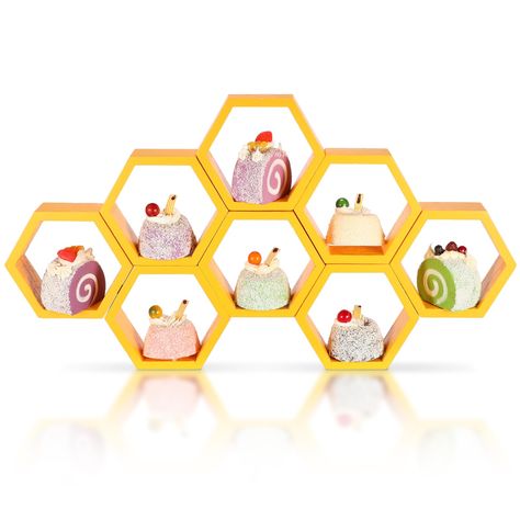 PRICES MAY VARY. Sufficient Quantity: you will receive 8 pieces of hexagon table centerpieces decors, enough to meet your daily needs; You can arrange them according to your own preferences, or you can share them with your friends, family, colleagues, classmates, neighbors and more Suitable Size: the overall size of each farmhouse honeycomb table decor are approx. 6.3 x 5.51 x 1.38 inches/ 16 x 14 x 3.5 cm, and the size of each unilateral are approx. 3.15 inches/ 8 cm with approx. 0.31 inches/ 0 Farmhouse Living Room Wall Decor, Wooden Table Decor, Floating Table, Hexagon Design, Baby Shower Party Favors, Cake Display, Shelves In Bedroom, Table Sign, Cupcake Stand