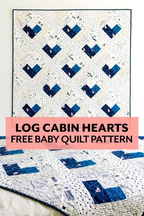 Baby Heart Log Cabin Quilt free pattern from Sew Can She Heart Log Cabin Quilt Pattern Free, Sew Can She Projects Free Pattern, Log Cabin Heart Quilt Block Free Pattern, Log Cabin Quilt Patterns Free, Log Cabin Quilt Blocks Free Pattern, Heart Quilt Blocks Free Pattern, Heart Log Cabin Quilt, Baby Quilt Patterns Free, Heart Baby Quilt