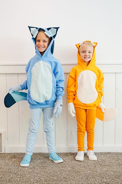 DIY Bingo Costume (From Bluey) • Heather Handmade Bluey Family Costume Ideas, Bluey Bingo Costume, Bluey Family Halloween Costume Diy, Bingo Bluey Costume, Bingo Costume Ideas, Diy Bluey And Bingo Costumes, Bluey And Bingo Costume Kids, Homemade Bluey Costume, Diy Bingo Costume