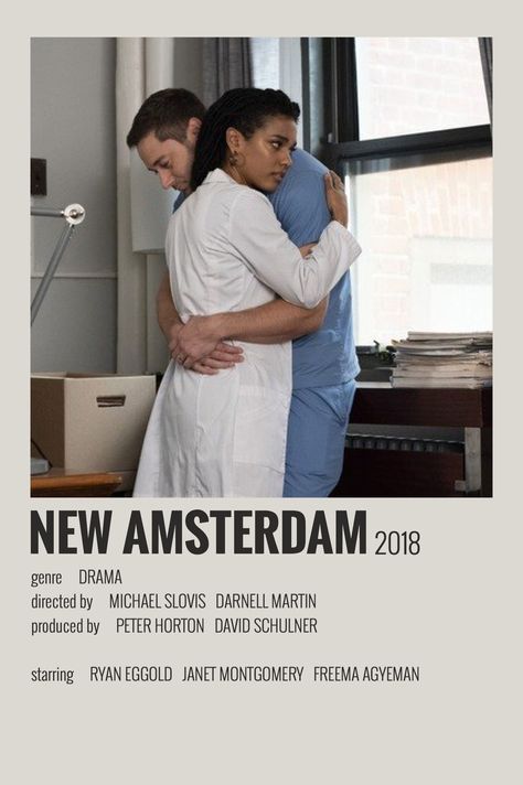 New Amsterdam Tv Series, Show Polaroid Poster, Amsterdam Aesthetic, Ryan Eggold, Girly Movies, Film Posters Minimalist, Drama Tv Shows, Polaroid Poster, Medical Drama