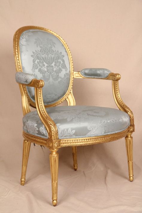 Fine Early 19th Century Gilded French Louis XVI Antique Fauteuil Arm Chair For Sale | Antiques.com | Classifieds French Furniture Design, Classic Chair Design, Louis Xvi Chair, Antique Furniture For Sale, French Style Furniture, Shabby Chic Dresser, French Chairs, Furniture For Sale, Antique Chairs