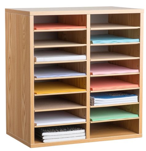 The AdirOffice Wood Adjustable Literature Organizer is just the ticket for organizing and keeping track of sales brochures, product literature and other office materials supporting your company's business. These attractive storage units make life easier for your sales support staff members, especially if they have other responsibilities as well. Ruggedly constructed, this accessory is made out of durable, medium-density fiberboard construction to supply long-lasting strength for years to come. T Literature Organizer, Mail Room, Office Organization At Work, Office Materials, Compartment Organizer, File Organizer, Organizing Hacks, Office Supply Organization, Kids Room Organization