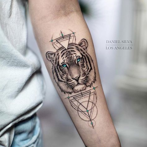 Daniel Silva Tattoo, Tattoo Advice, Geometric Animal Tattoo, Tiger Tattoo Sleeve, Daniel Silva, Realistic Rose Tattoo, Famous Tattoo Artists, Elements Tattoo, Cool Chest Tattoos