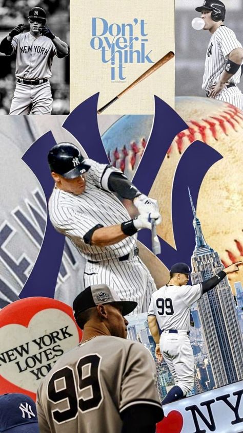 Yankees Aesthetic, Baseball Collage, Yankees Wallpaper, Yankees Poster, Mlb Baseball Players, La Dodgers Baseball, Baseball Wallpaper, Baseball World Series, Mlb Wallpaper