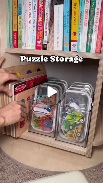 Chelsey Halbert on Instagram: "How clever is this reel from @creativemomsland using small bliss bin to keep puzzle pieces all together 👏

#blissbins #mapleandlark #puzzletime #playroomorganization #playroomideas #playroomstorage #storagebin #storagesolutions #storageideas" Puzzle Organization Kids, Kids Puzzle Storage, Puzzle Storage Ideas, Toys Organization Ideas, Puzzle Organization, Puzzle Storage, Playroom Storage, Puzzles For Toddlers, Playroom Organization